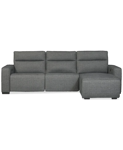Miren -Pc. Fabric Chaise Sectional with 2 Power Headrest Recliners