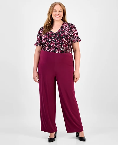 Ak Anne Klein Plus Wide-Leg Pull-On Pants