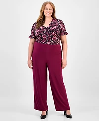 Ak Anne Klein Plus Wide-Leg Pull-On Pants