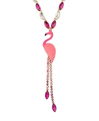 Betsey Johnson Faux Stone Backyard Flamingo Adjustable Y-Necklace