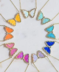 Kamaria Butterfly Necklace with Lab-Grown Opal 14k Gold Plated Sterling Silver