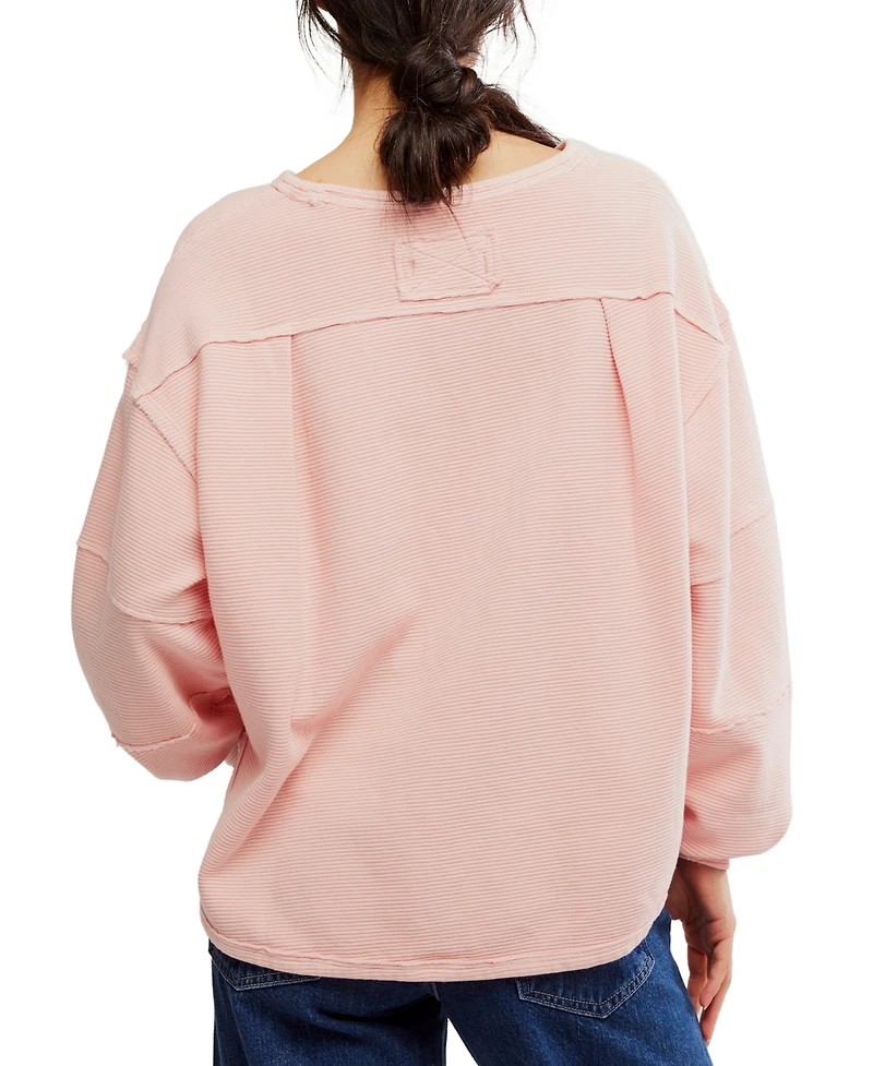 Free People Women's Total Eclipse Ribbed Dolman-Sleeve Tee