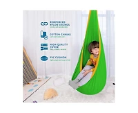 Outree Cotton Kids Pod Swing Seat Blue Pink and Blue,Sensory Swing for Indoor and Outdoor