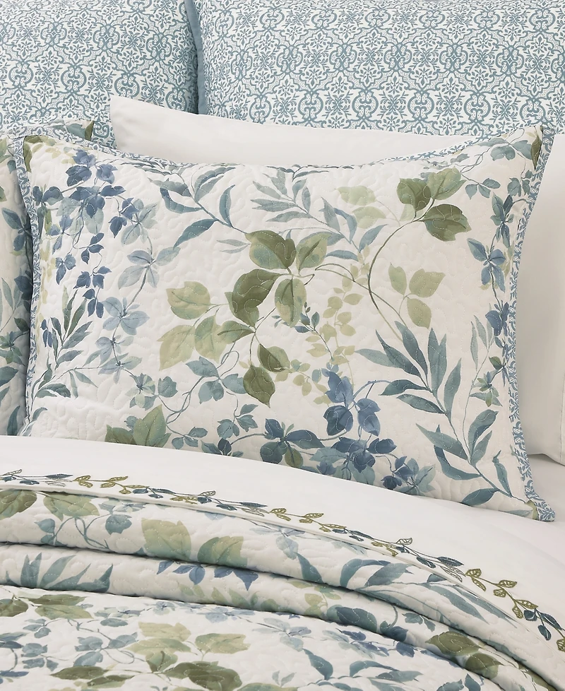 Royal Court Evergreen Botanical Leaf 3-Pc. Quilt Set, Twin/Twin Xl