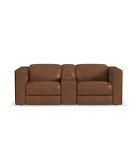 Flexsteel Austin 84" Chestnut Leather Power Reclining Loveseat with Console