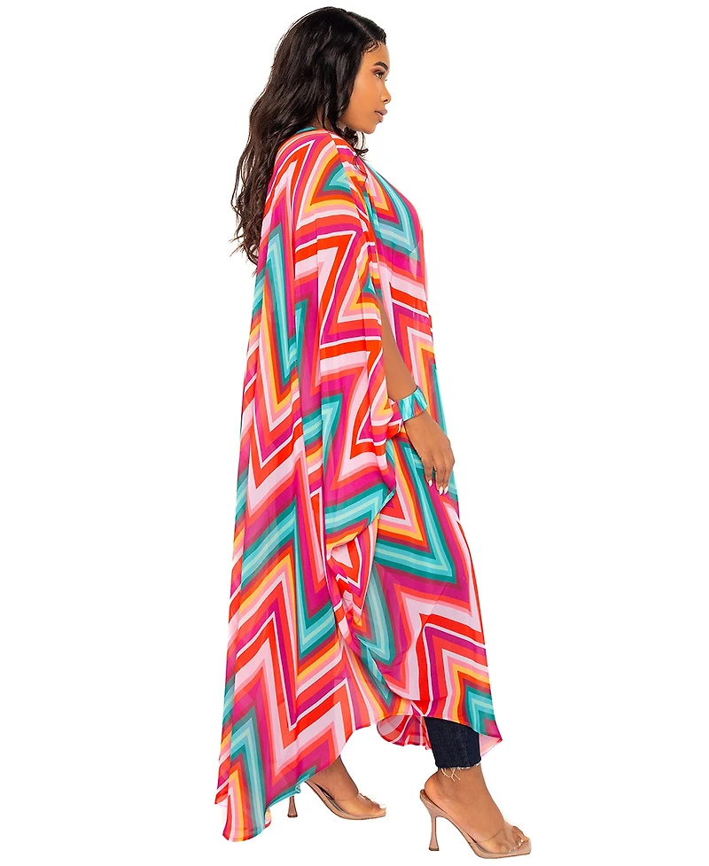 Buxom Couture Women's Plus Size Chevron Robe with Wrist Band