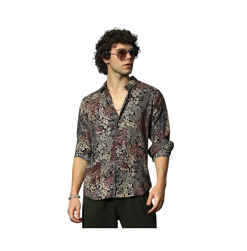 Campus Sutra Men's Multicolour Regal Foliage Shirt