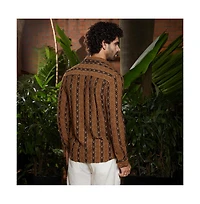 Campus Sutra Men's Chocolate Brown & Onyx Black Xoxo-Tactile Shirt