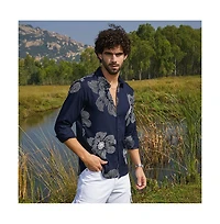 Campus Sutra Men's Navy Blue Maxi-Flora Shirt