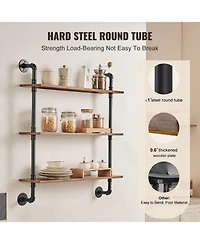 Slickblue 3 Tier Industrial Pipe Wall-Mount Shelf for Kitchen Bedroom and Living Space