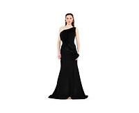Amri Women's Organza Ruffle Detail Mermaid Crepe Gown