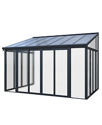 Mondawe 10x14ft Patio Cover Sunroom with Aluminum Frame, Polycarbonate Roof and Sliding Doors