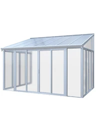 Mondawe 10x14ft Patio Cover Sunroom with Aluminum Frame, Polycarbonate Roof and Sliding Doors