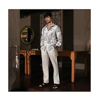 Campus Sutra Men's Moon Grey & Chalk White Artistic-Blur Shirt