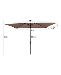 Flynama 10 x 6.5t Rectangular Patio Solar Led Lighted Outdoor Umbrellas with Crank and Push Button Tilt for Garden Backyard Pool Swimming Pool