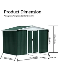 Mondawe 8FTx6FT Outdoor Storage Garden Bike Shed With Aluminum alloy frame and sliding door