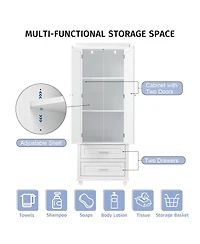 Casainc 62.5"H Tall Storage Cabinet with 2 Drawers for Bathroom or Office Use