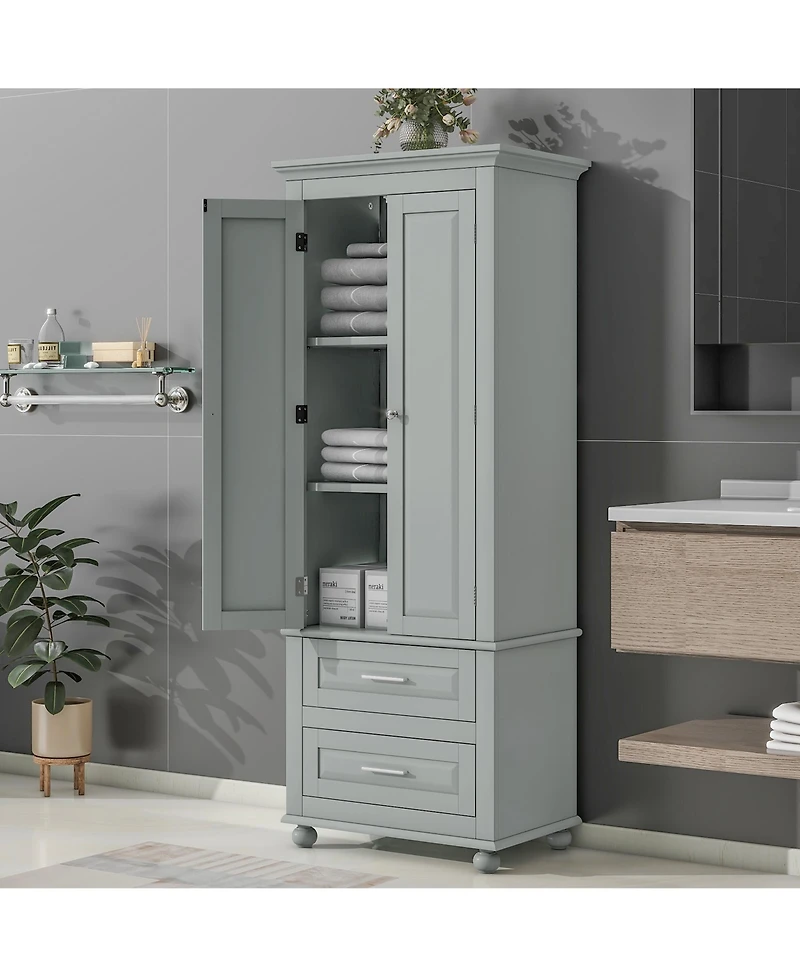 Casainc 62.5"H Tall Storage Cabinet with 2 Drawers for Bathroom or Office Use