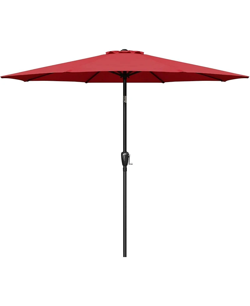 Flynama One Simple Deluxe 9ft Outdoor Market Table Patio Umbrella with Button Tilt, Crank and 8 Sturdy Ribs for Garden