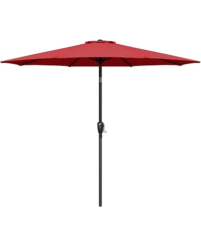 Flynama One Simple Deluxe 9ft Outdoor Market Table Patio Umbrella with Button Tilt, Crank and 8 Sturdy Ribs for Garden