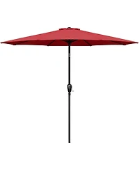 Flynama One Simple Deluxe 9ft Outdoor Market Table Patio Umbrella with Button Tilt, Crank and 8 Sturdy Ribs for Garden