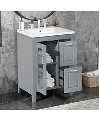Casainc 24" Bathroom Vanity with Sink, 2 Drawers and Door, Adjustable Shelf