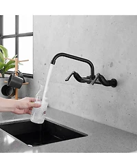 Greenspring 2-Handle Commercial Sink Faucet with 8" Swivel Spout Center Wall Mount Kitchen Polished Chrome