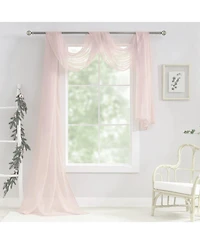 Kate Aurora Hotel Lux 1 Piece Rose Pink Sheer Window Scarf Treatment