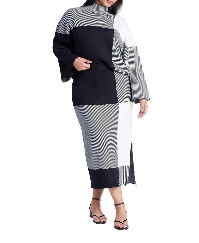 Eloquii Women's Intarsia Sweater Skirt