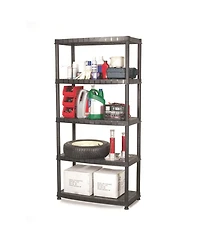 Ram Quality Products Optimo 16 inch 5 Tier Plastic Storage Shelves, Black
