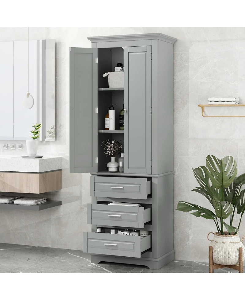 Casainc 70"H Tall Storage Cabinet with 3 Drawers for Bathroom or Office Use