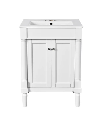 Casainc 24" Vanity with Sink and 2-Tier Shelf, Modern Freestanding Cabinet