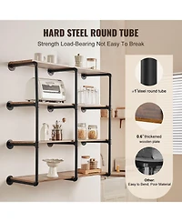 Slickblue 4 Tier Industrial Pipe Wall-Mount Shelf Frame 3PCS Without Planks for Custom Storage