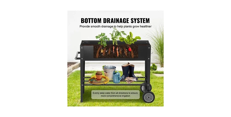 Slickblue Galvanized Metal Raised Garden Bed Planter Box with Legs for Outdoor Planting
