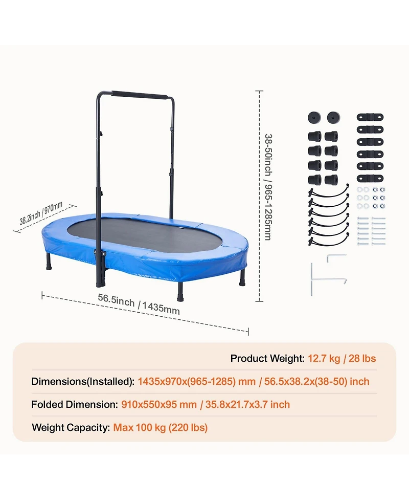 Slickblue Portable Foldable Mini Toddler Trampoline Indoor Outdoor Kids Bounce Toy