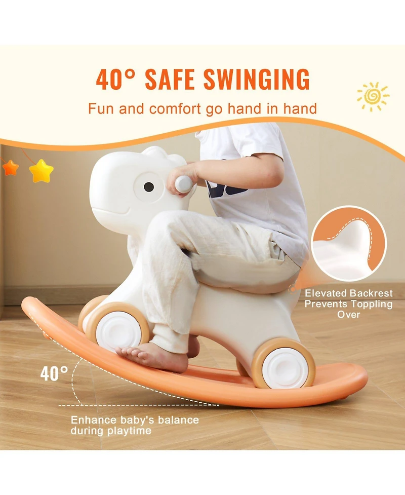 Slickblue Ride On 3 in 1 Rocking Horse for Toddlers with Balance Board and Smooth Wheels