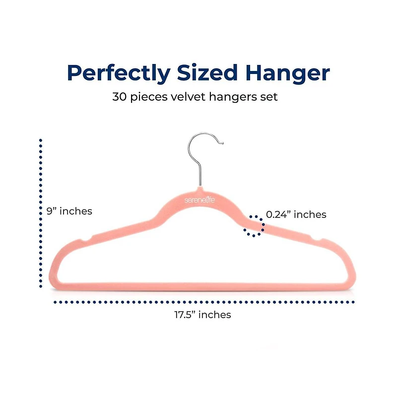 SereneLife 30 Pack Velvet Hangers - Non-Slip, 360° Swivel Hook