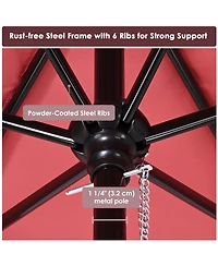 Yescom 7.5 Ft Outdoor Patio Umbrella 6 Ribs with Scale Tilt Button Strap UV30+ Sunshade Garden Parasol for Yard Deck Market Pool Red