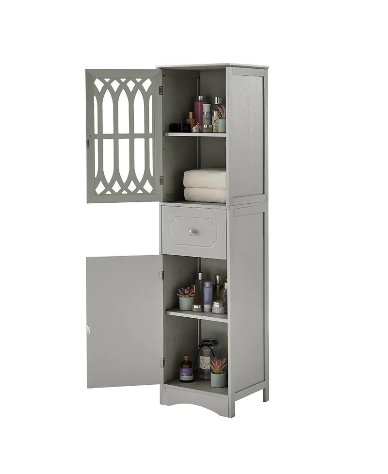 Casainc 63.8"H Tall Bathroom Cabinet with Drawer, Doors, Adjustable Shelf, Mdf & Acrylic