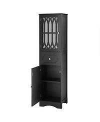 Casainc 63.8"H Tall Bathroom Cabinet with Drawer, Doors, Adjustable Shelf, Mdf & Acrylic