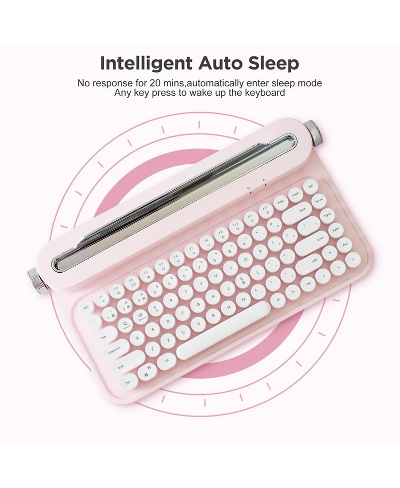 Yunzii Actto B305 Wireless Keyboard, Retro Bluetooth Aesthetic Typewriter Style Keyboard with Integrated Stand