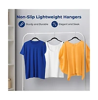 SereneLife 50-Piece Velvet Shirt Hangers - Non-Slip, Sturdy, Space Saving and Heavy Duty Coat Set with 360° Swivel Hook for Clothes (Black)