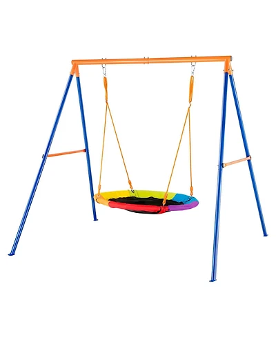 Slickblue Swing Sets for Backyard Saucer Swing Seat A-Frame Metal Stand