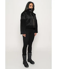 Jluxlabel Women's Suede And Sherpa Jacket