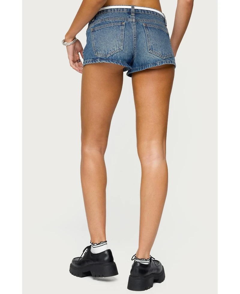Edikted Women's Olesia Tie Belt Denim Shorts