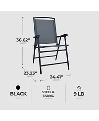 Four Seasons Courtyard Sunny Isles Outdoor Folding Lounge Chairs, 4 Pack, Black