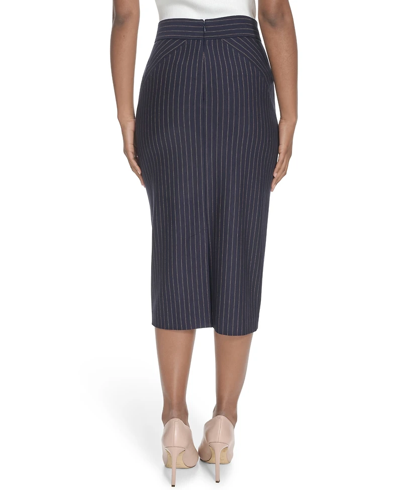 Tommy Hilfiger Women's Pinstriped Midi Skirt