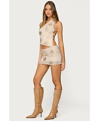 Edikted Women's Astrid Beaded Backless One Shoulder Top