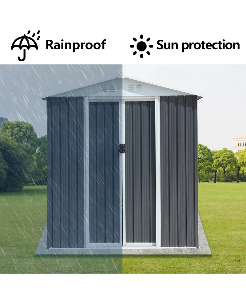 Mondawe 6FTx4FT Aluminum Alloy Frame Outdoor Storage Sheds With Sloping Roof,Sliding Door