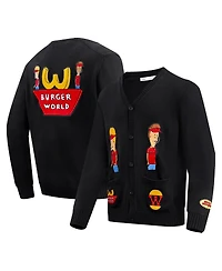 Freeze Max Men's Black Beavis and Butt-Head Burger World Cardigan